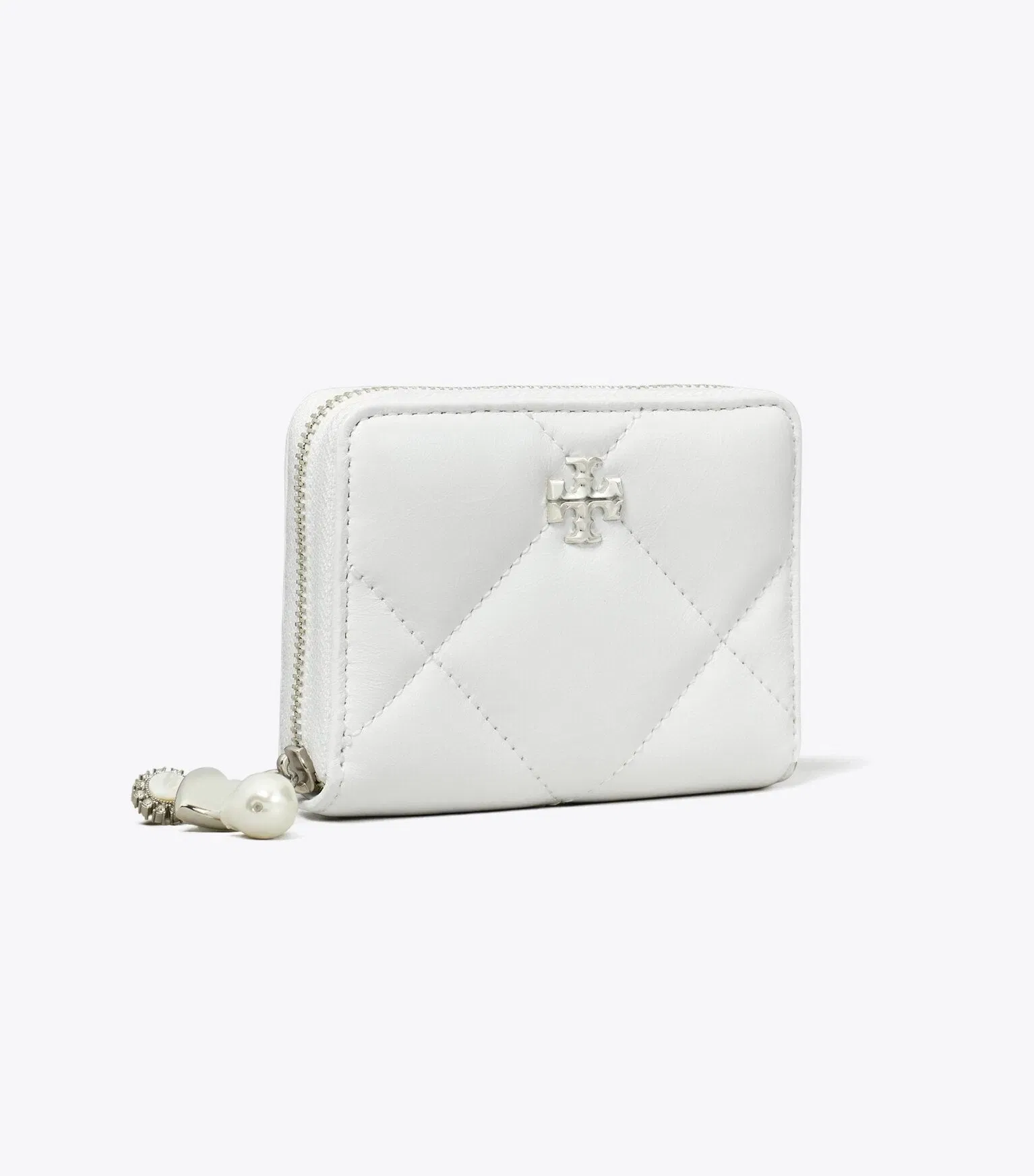 Small Kira Diamond Quilt Distressed Charm Zip-Around Wallet