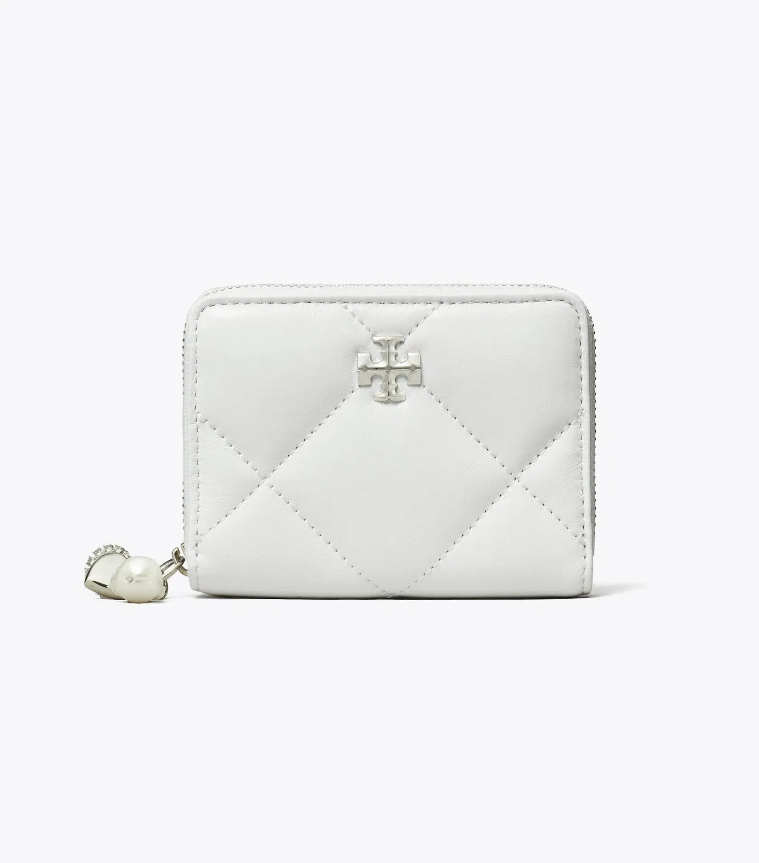 Small Kira Diamond Quilt Distressed Charm Zip-Around Wallet