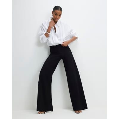 Black Pull-On Sculpt Palazzo Jeans