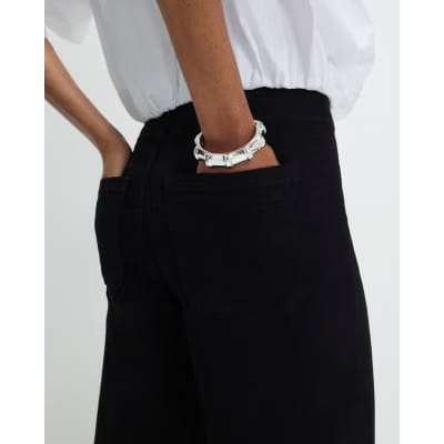 Black Pull-On Sculpt Palazzo Jeans