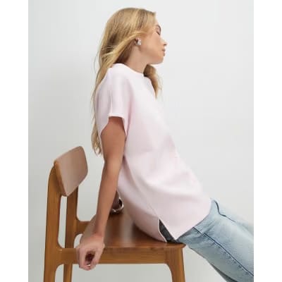 Pink Premium Twill Short Sleeve Top