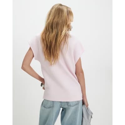 Pink Premium Twill Short Sleeve Top