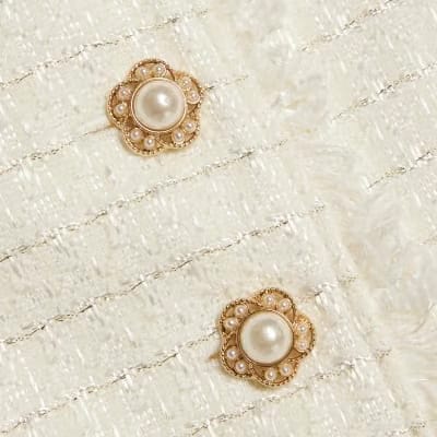 White Fringe Hem Boucle Waistcoat