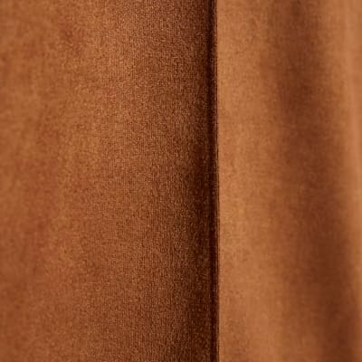 Brown Faux Suede Cropped Seam Front Trousers