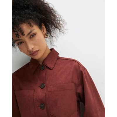 Brown Faux Suede Overshirt