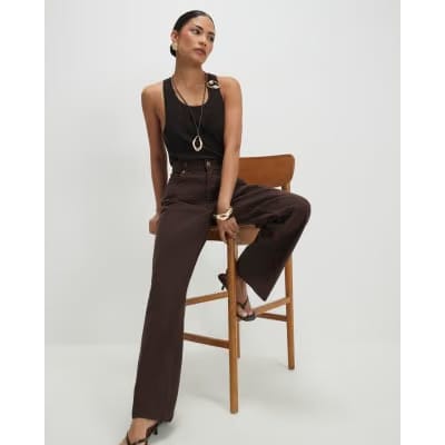 Petite Brown Bootcut Jeans