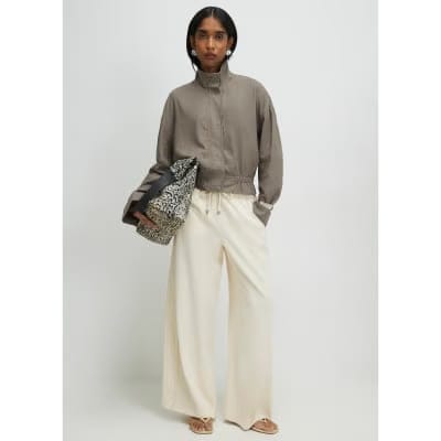 Cream Wide Leg Smart Joggers