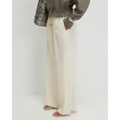 Cream Wide Leg Smart Joggers