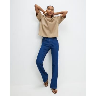 Blue Stretch Straight Leg Jeans