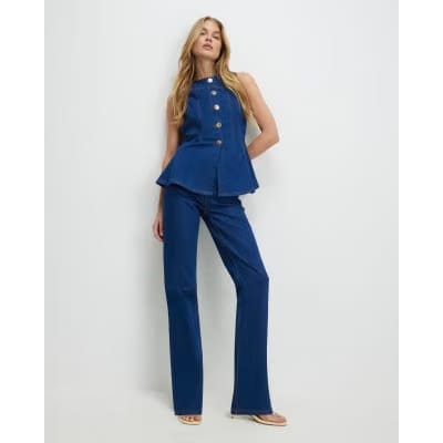 Blue Stretch Straight Leg Jeans