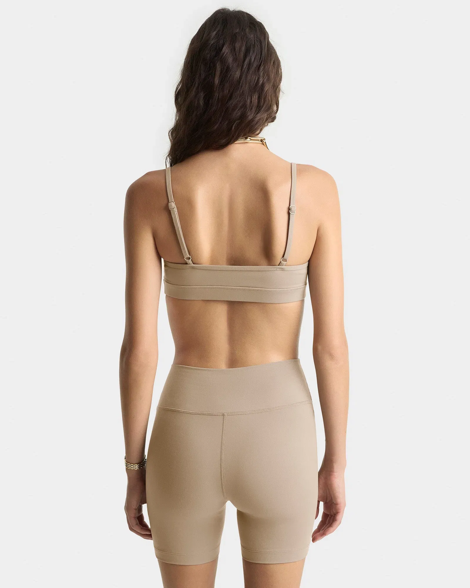 Signature Logo Mini Sports Bra - Hazelnut/White