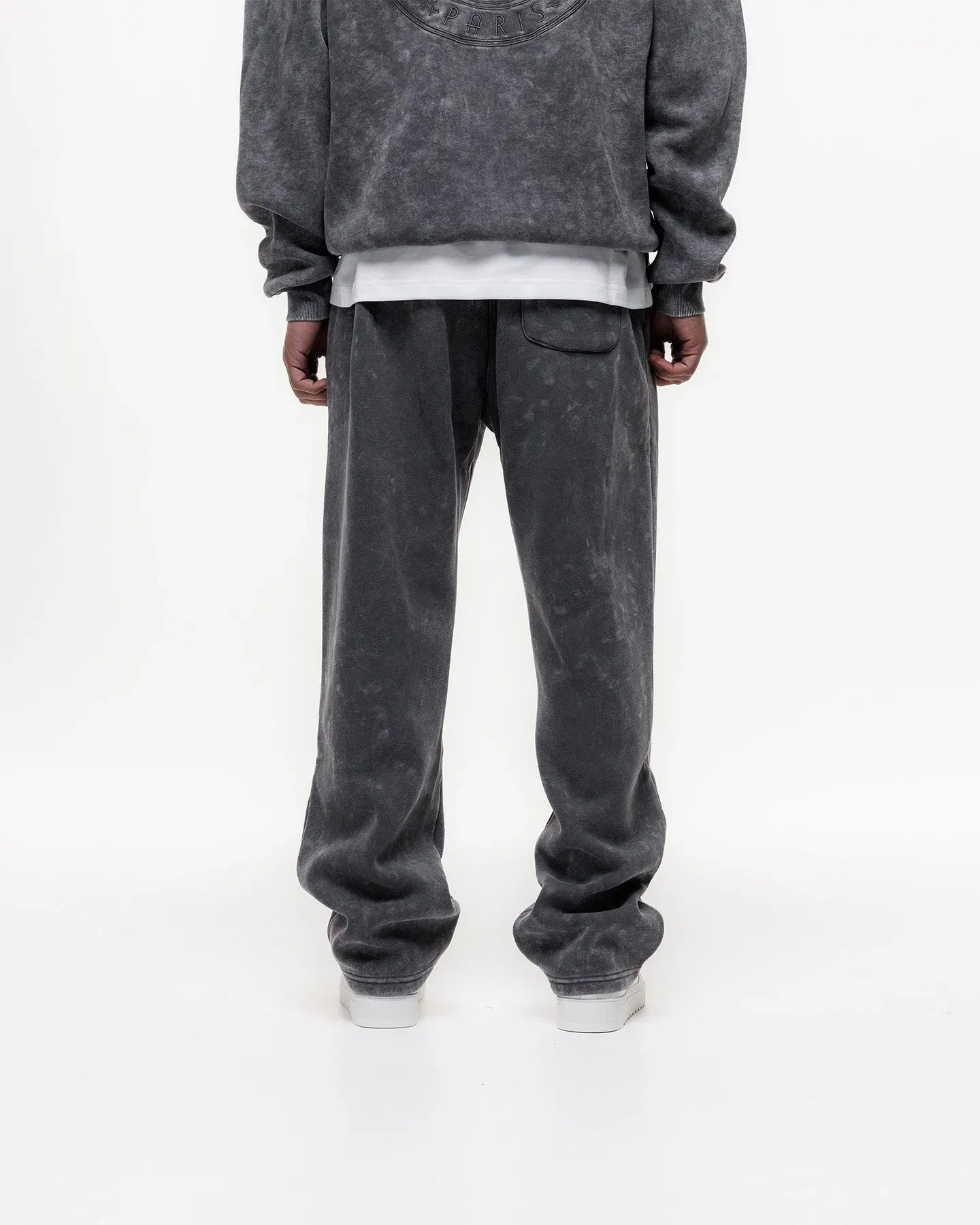 Magiri Embroidered Acid Wash Joggers in Washed Grey