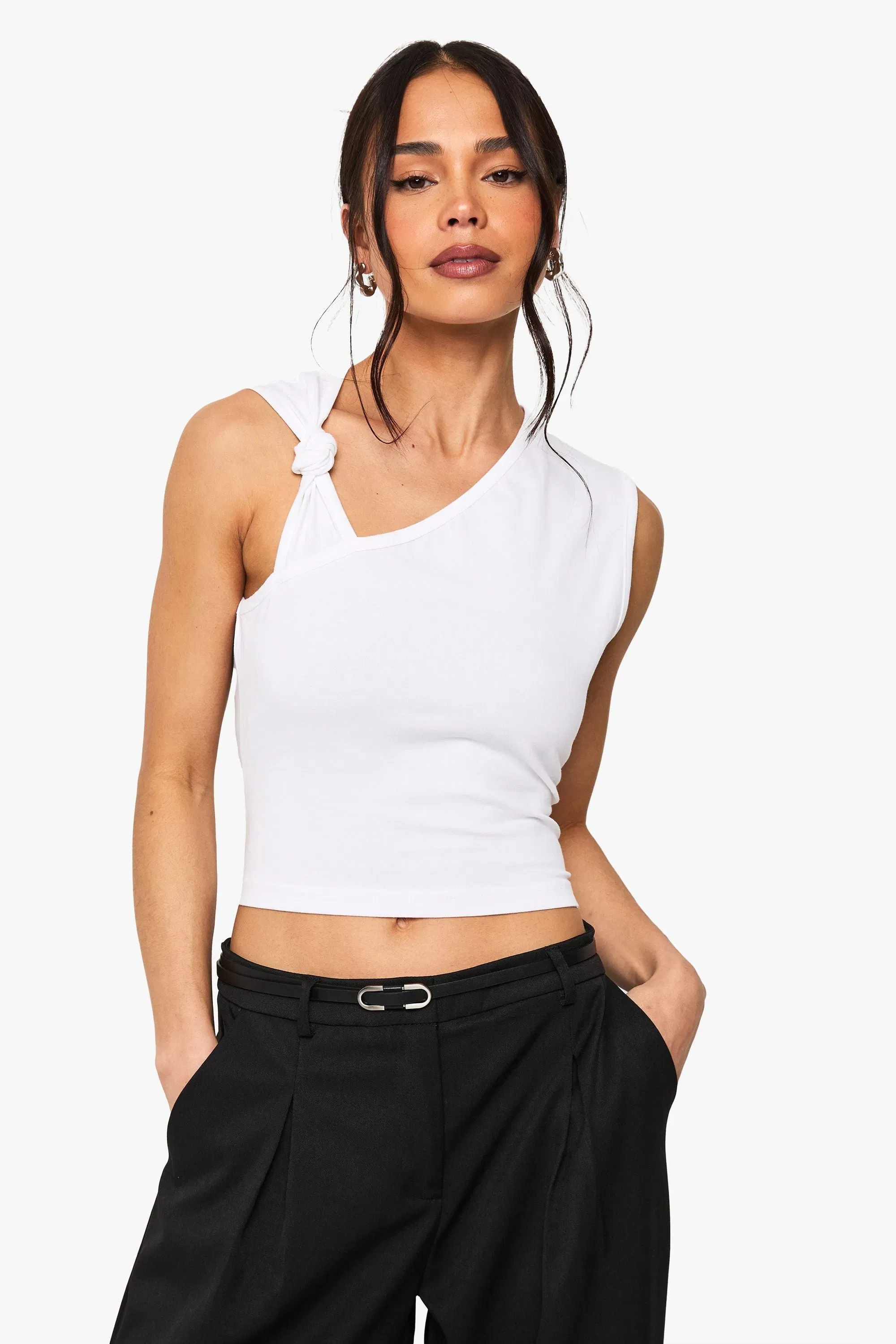 Knot Detail Asymetric Neckline Top