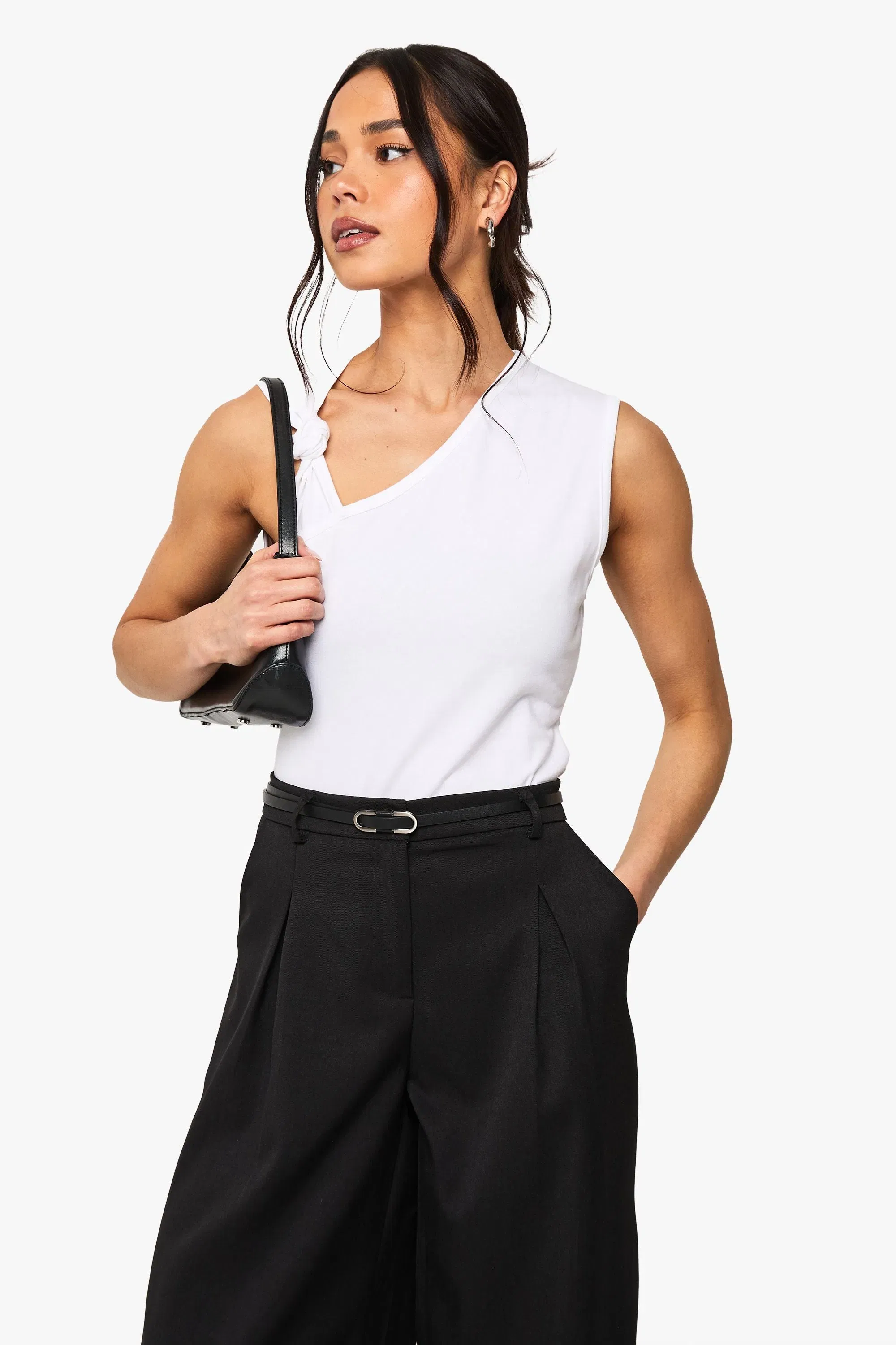 Knot Detail Asymetric Neckline Top