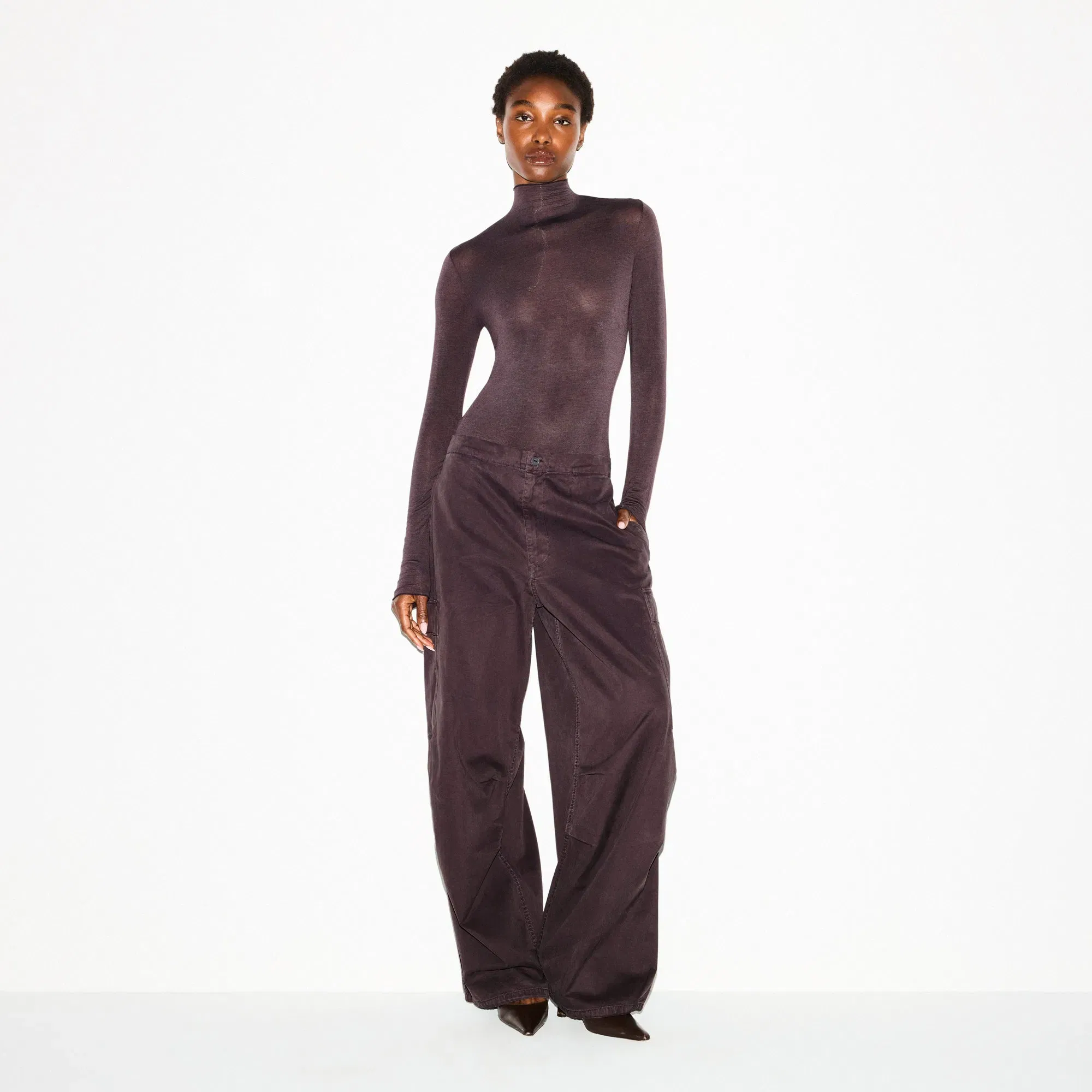 SHEER MODAL LONG SLEEVE TURTLENECK BODYSUIT | PHOENIX