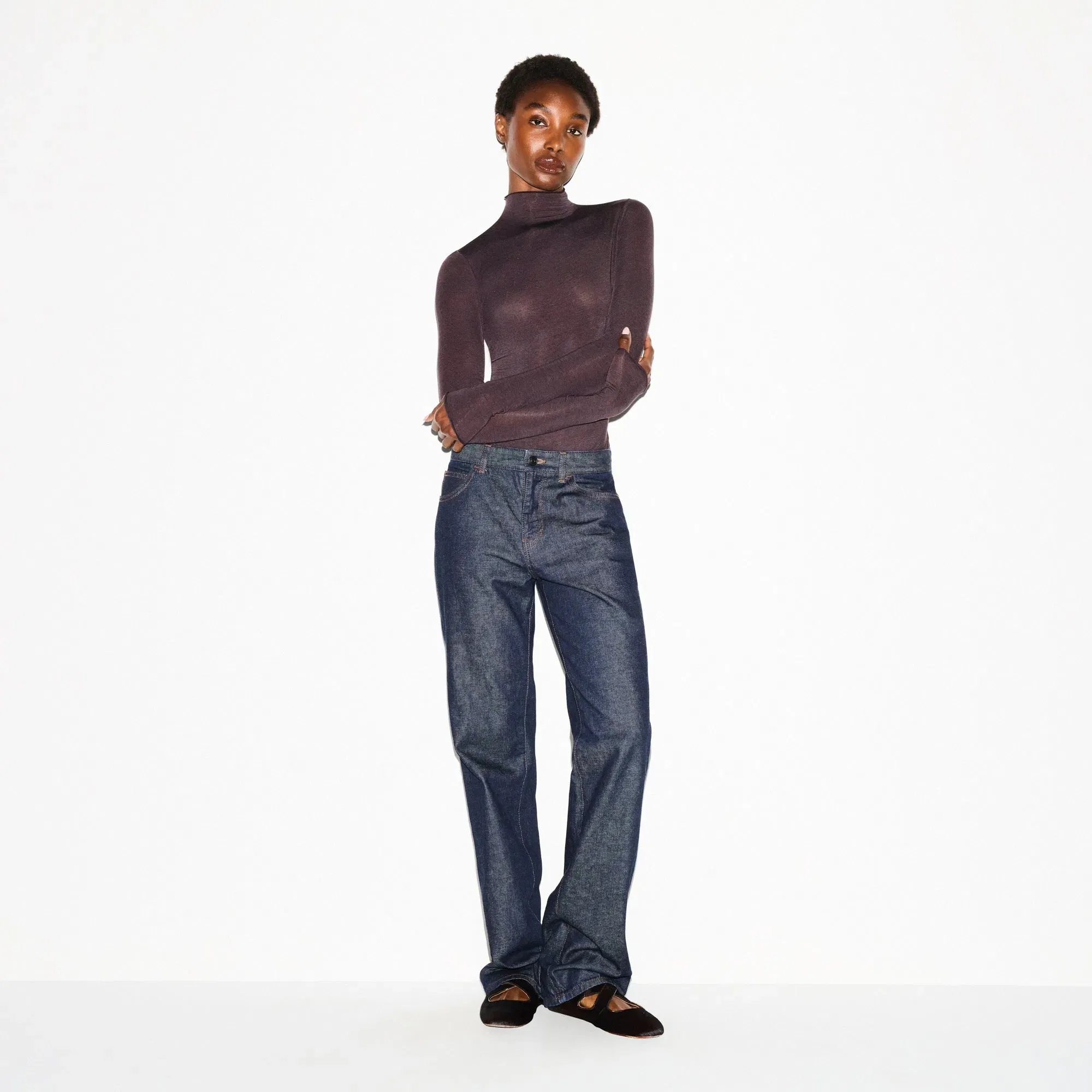 SHEER MODAL LONG SLEEVE TURTLENECK BODYSUIT | PHOENIX