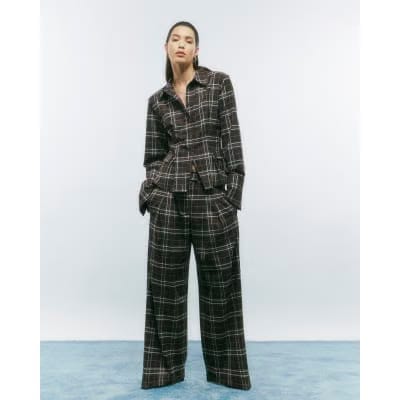 Brown Check Fitted Tailored Shirt