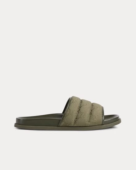 Padded Dark Green Slide Sandals