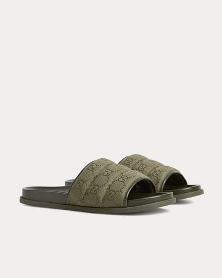 Padded Dark Green Slide Sandals