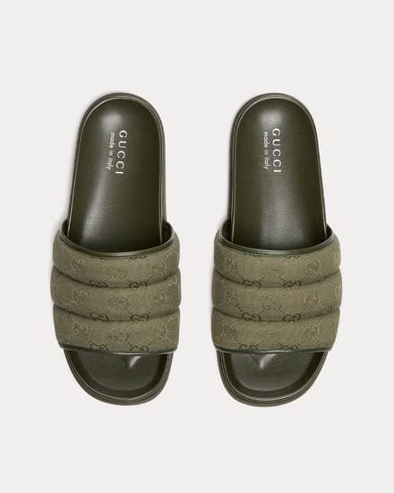Padded Dark Green Slide Sandals