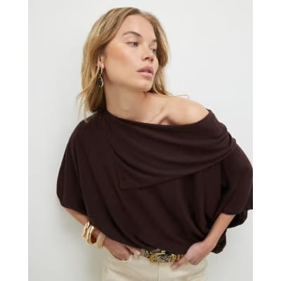 Brown Knitted Cape Jumper