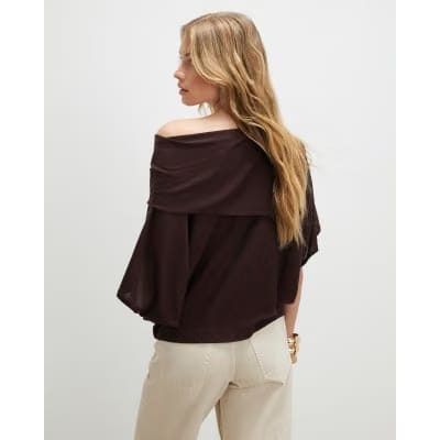 Brown Knitted Cape Jumper