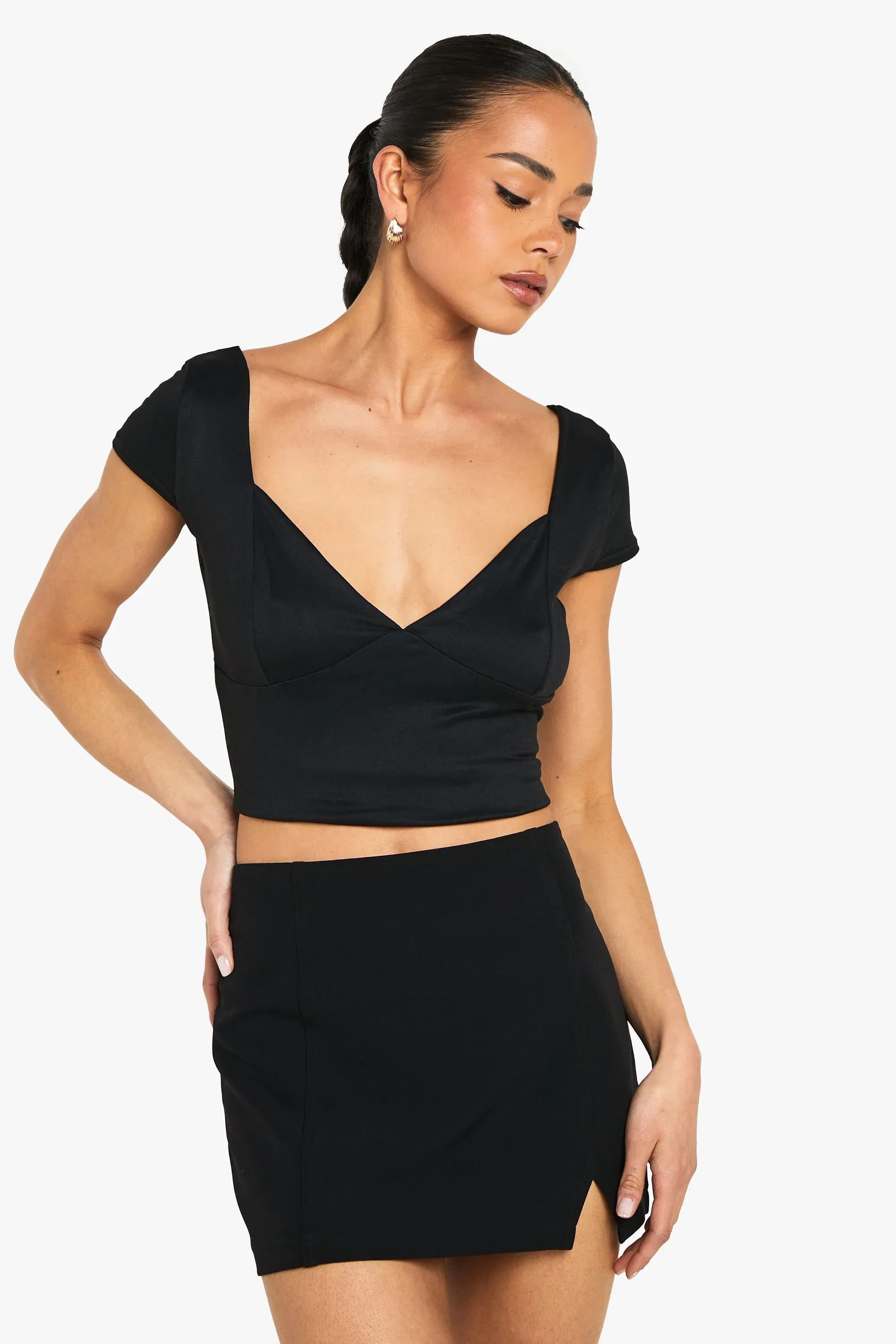 Super Soft Cap Sleeve Plunge Front Top