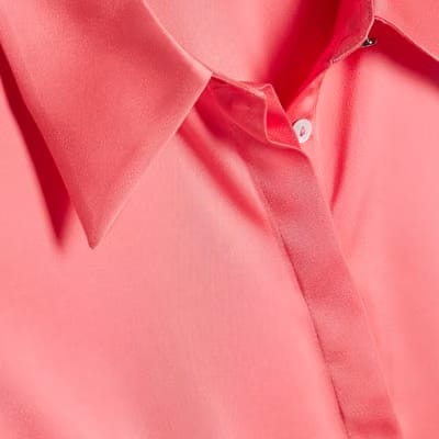 Pink Satin Long Sleeve Slim Fit Shirt