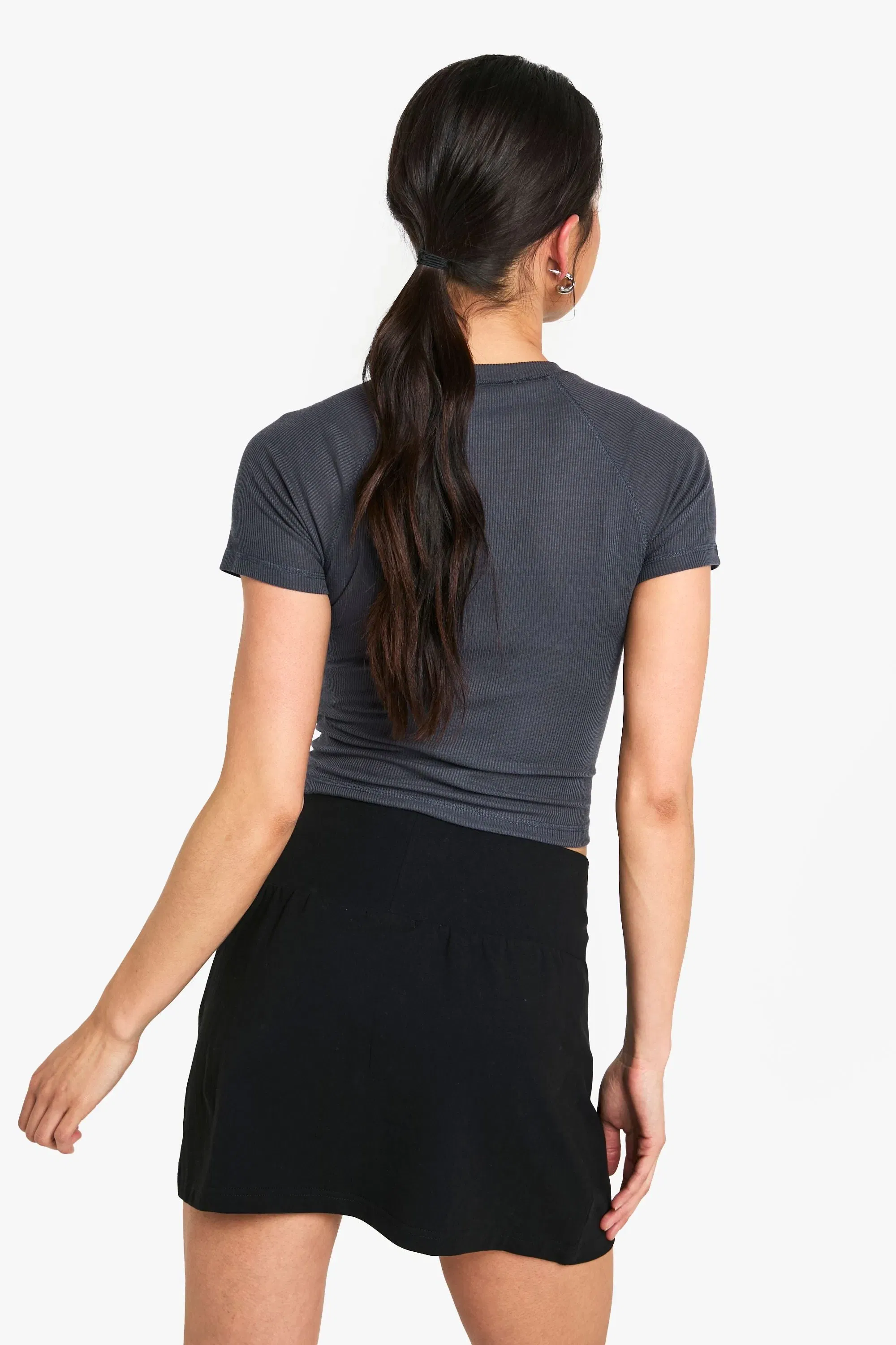 Cotton Deep Waistband Mini Skirt