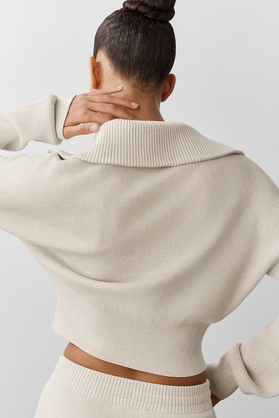 Scholar Knit Cropped Full Zip Jacket