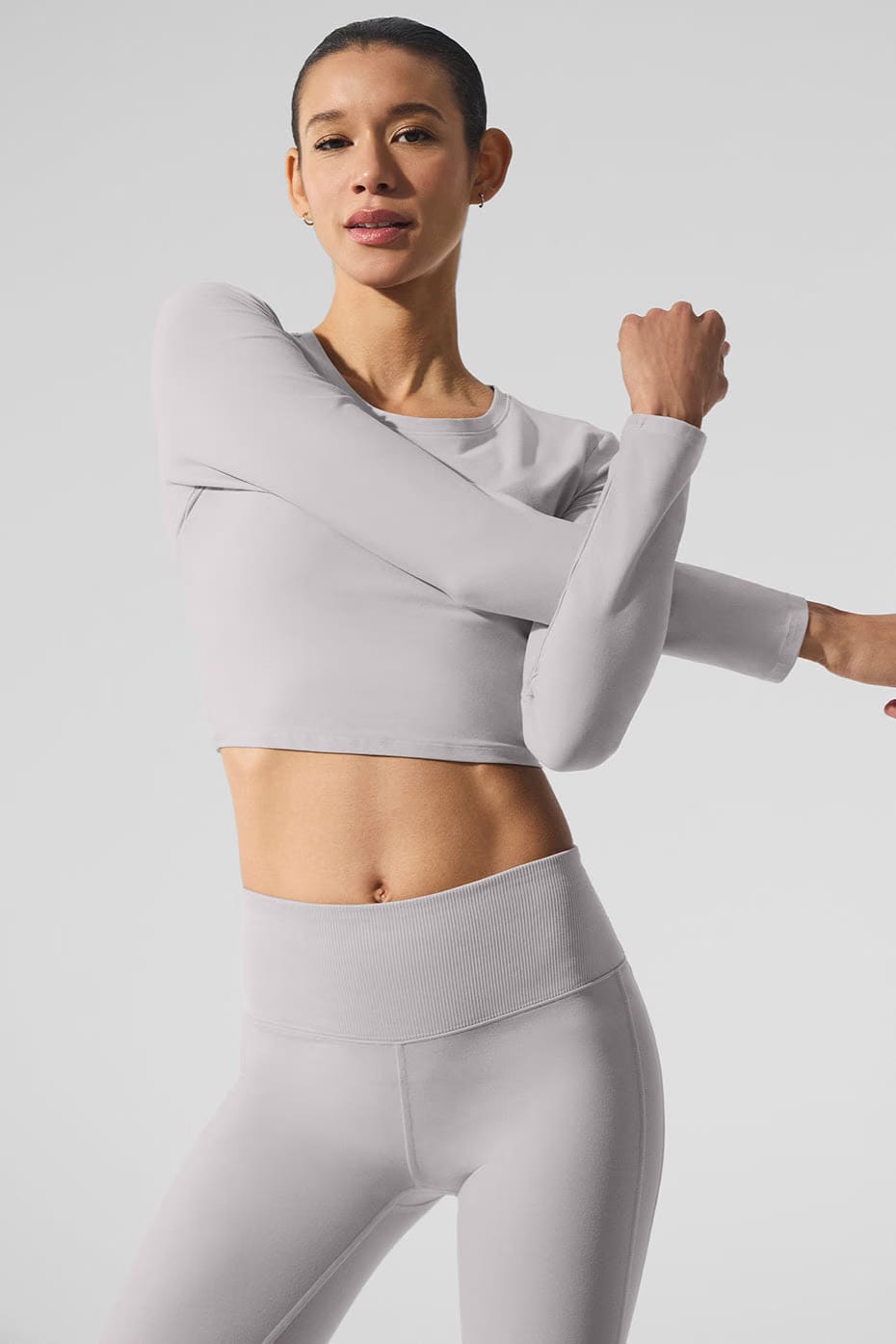 Alo Yoga Washed Alosoft Crop Finesse Long Sleeve
