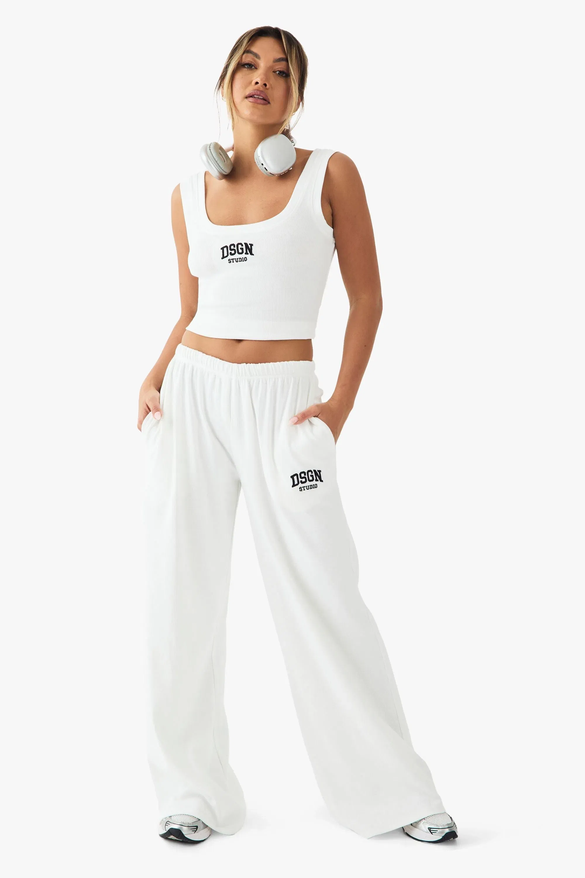 DSGN Studio Collegiate Embroidered Rib Tank Vest Top