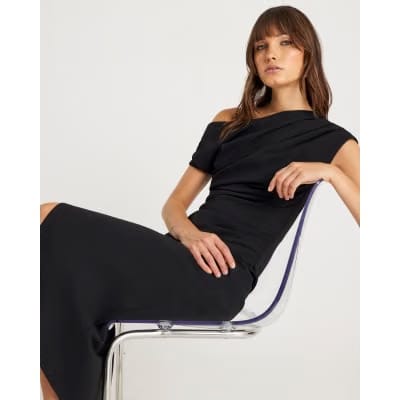 Black Drape Midi Dress