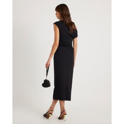 Black Drape Midi Dress