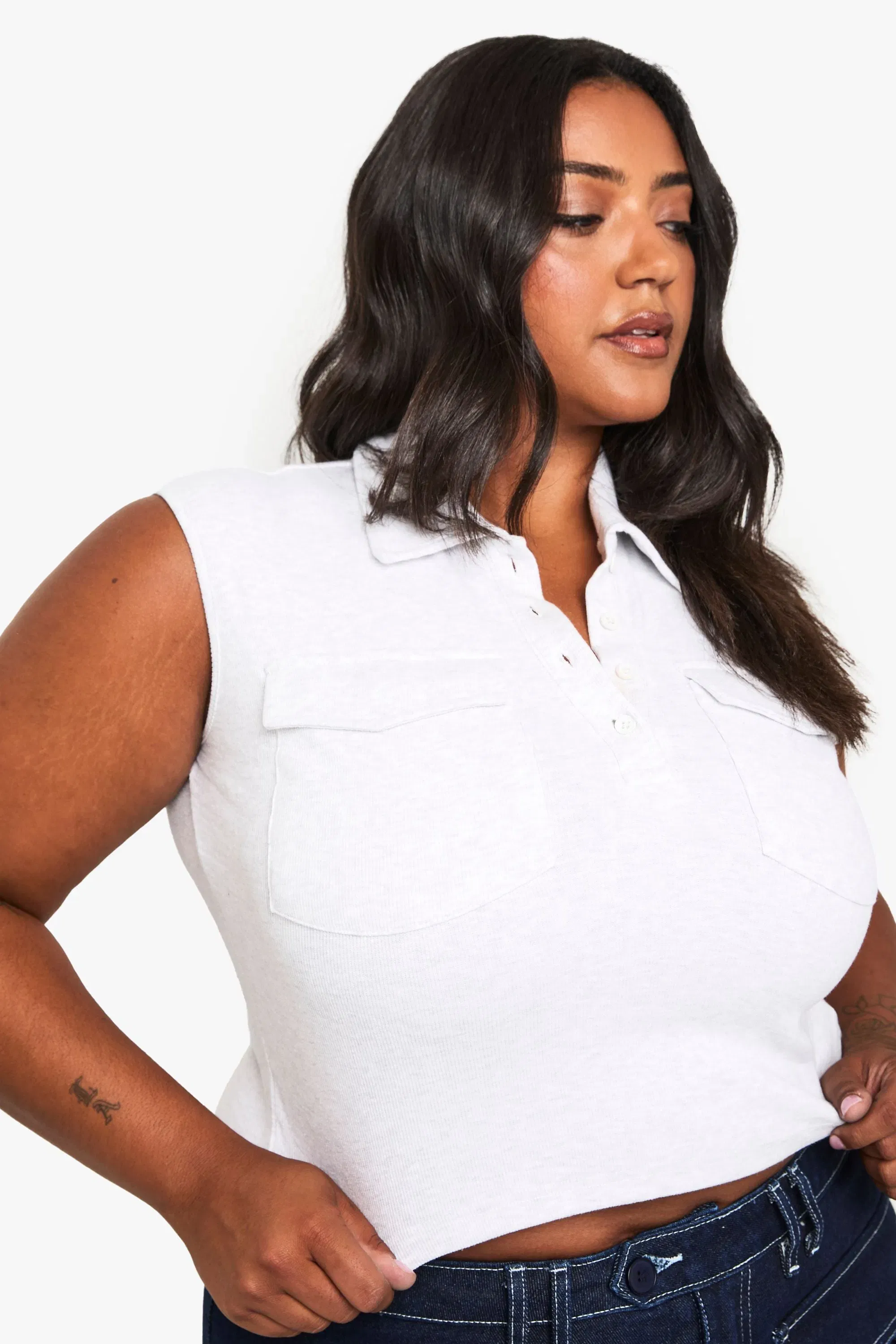 Plus Collared Utility Rib Top