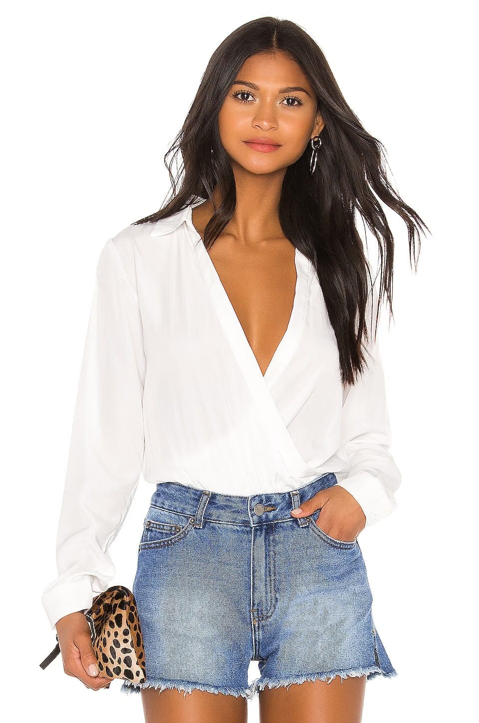 superdown Presely Surplice Bodysuit in White