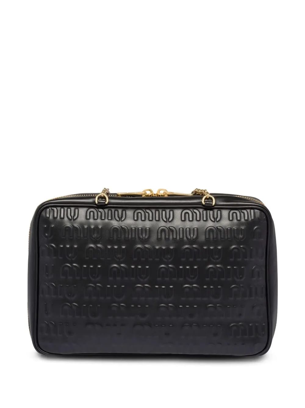 embossed logo leather top-handle bag