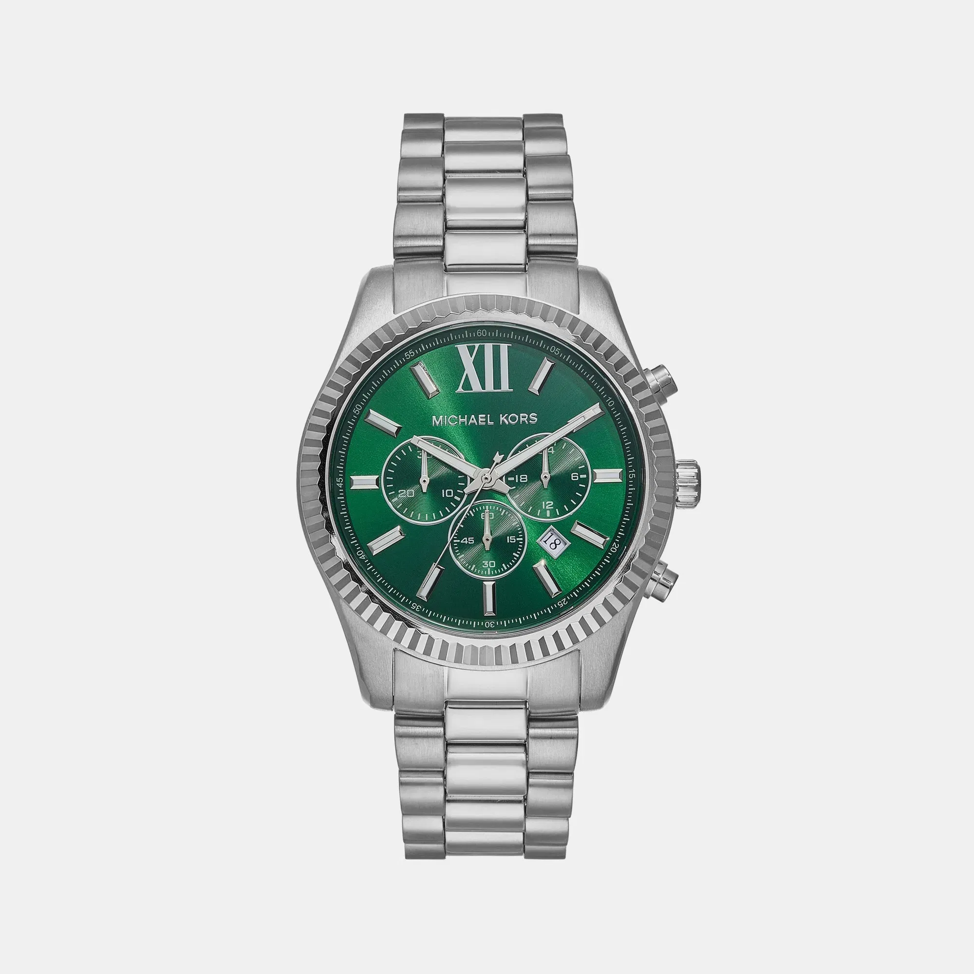 Michael Kors Lexington Men Quartz Green Dial Chronograph Stainless Steel Watch Mk9152