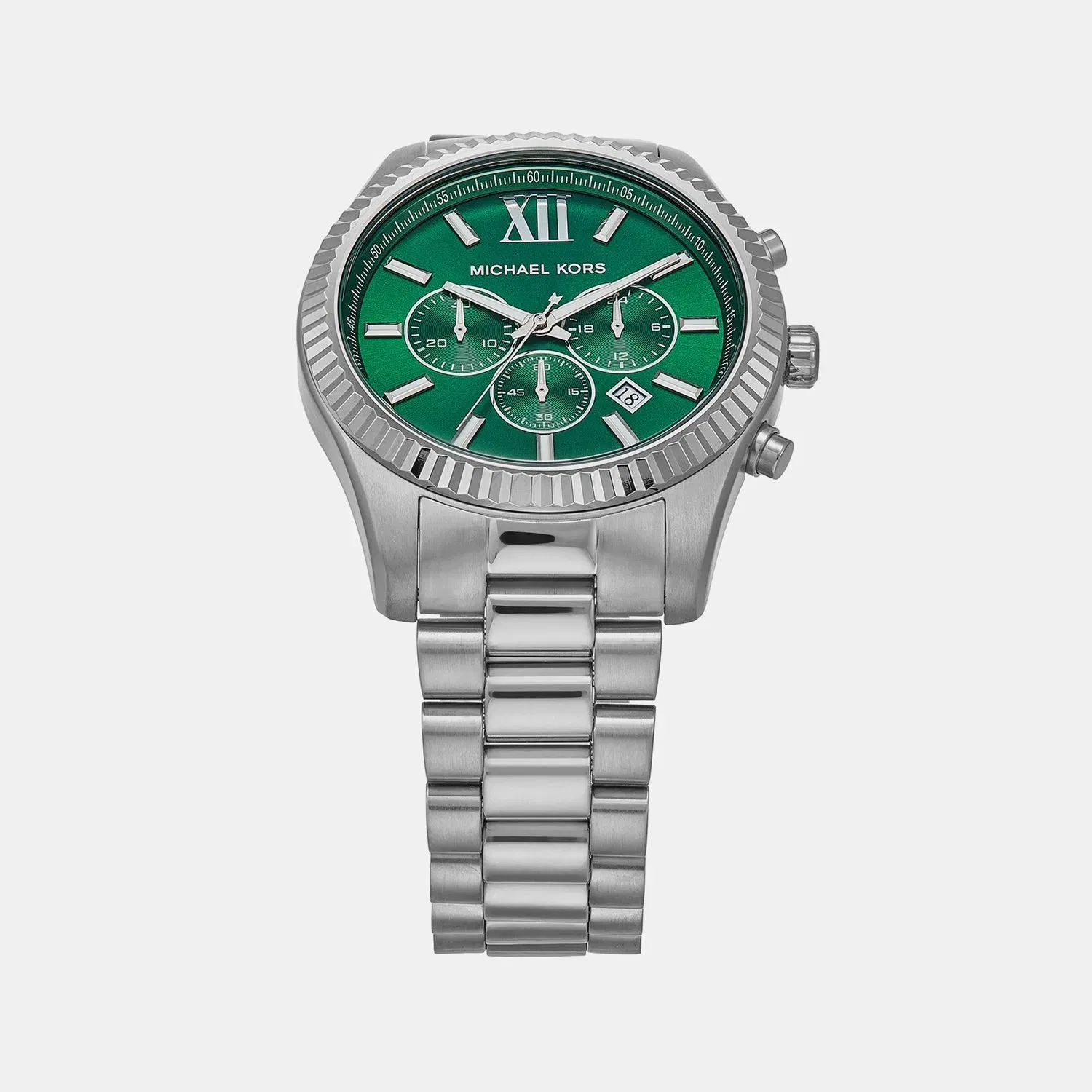 Michael Kors Lexington Men Quartz Green Dial Chronograph Stainless Steel Watch Mk9152