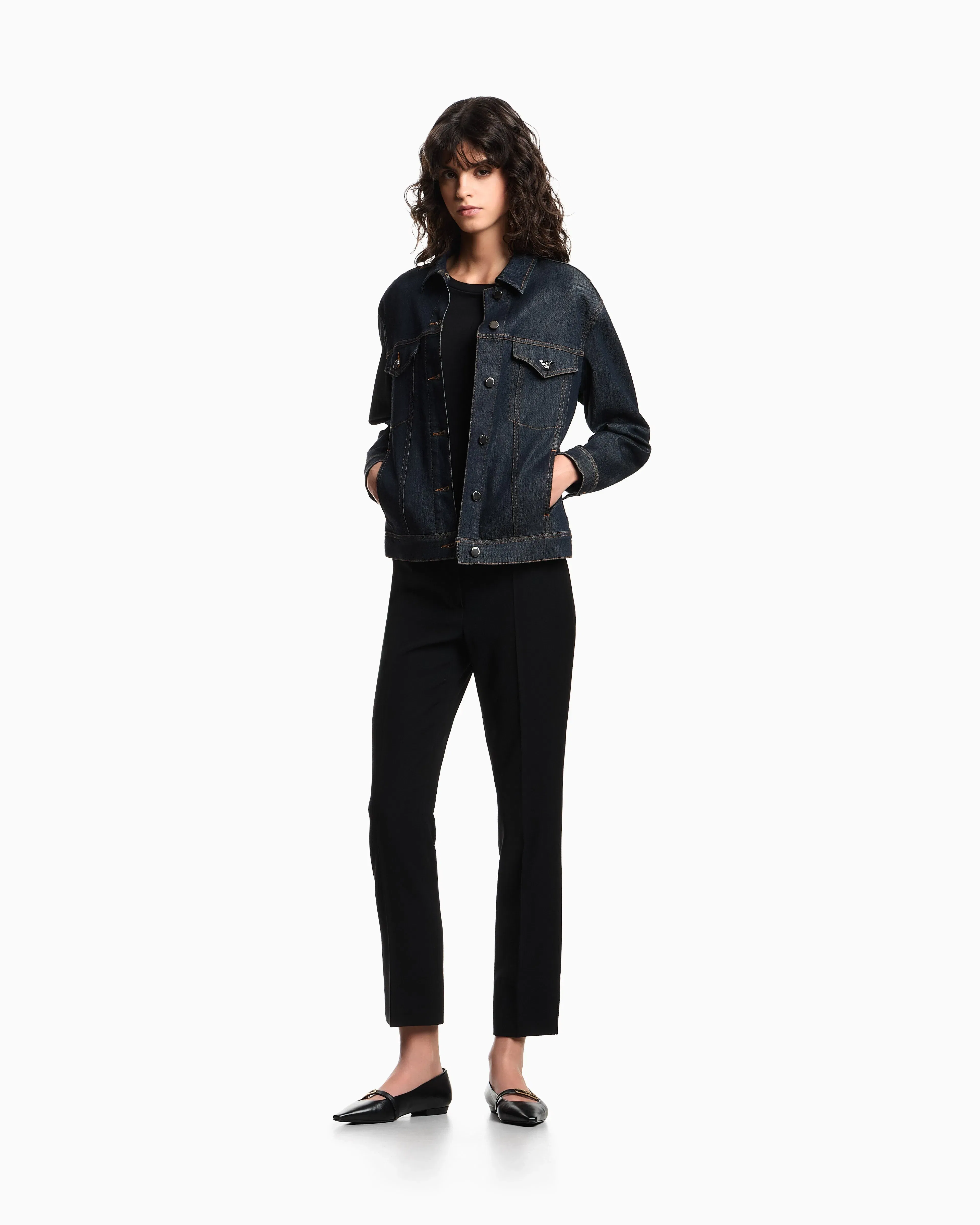 Emporio Armani Rinsed denim jacket in cotton with contrast stitching