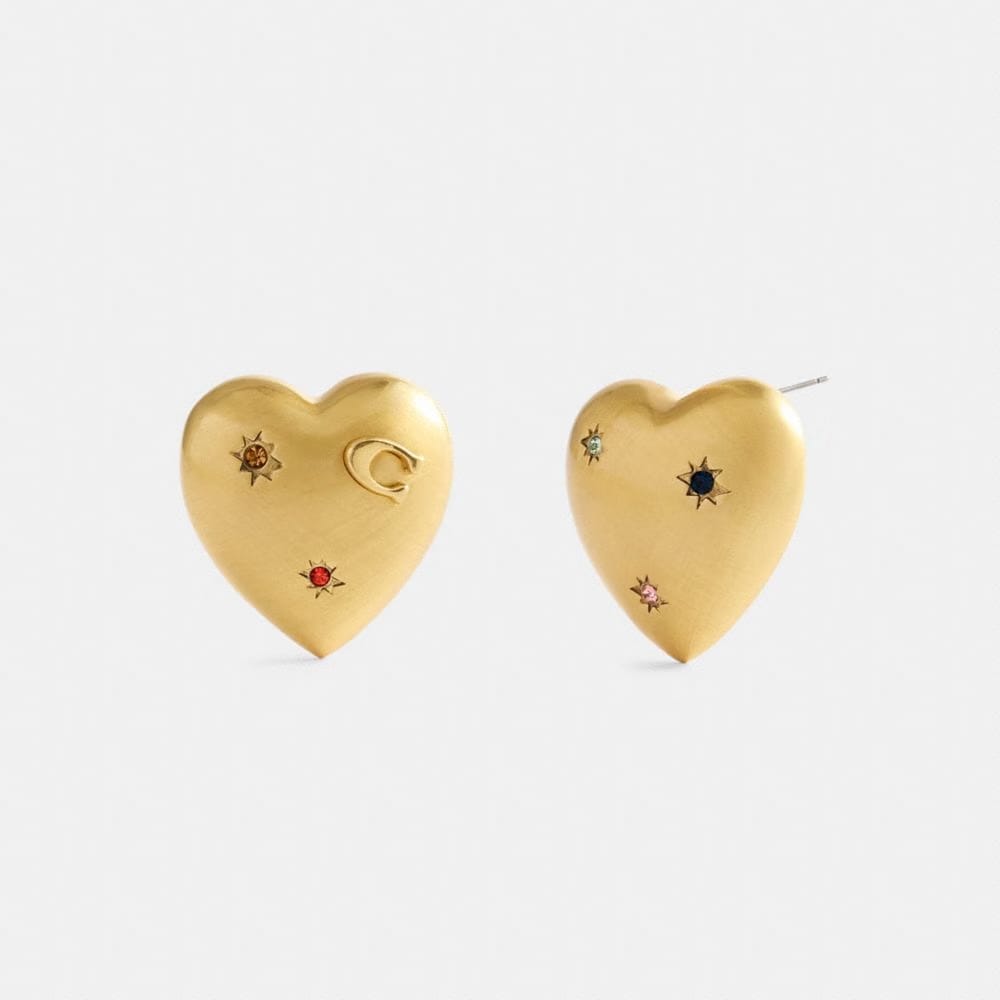 Oversized Heart With Stones Stud Earrings