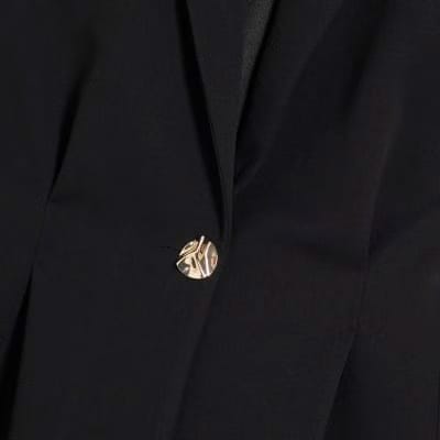 Black Sleeveless Cinched Waist Blazer