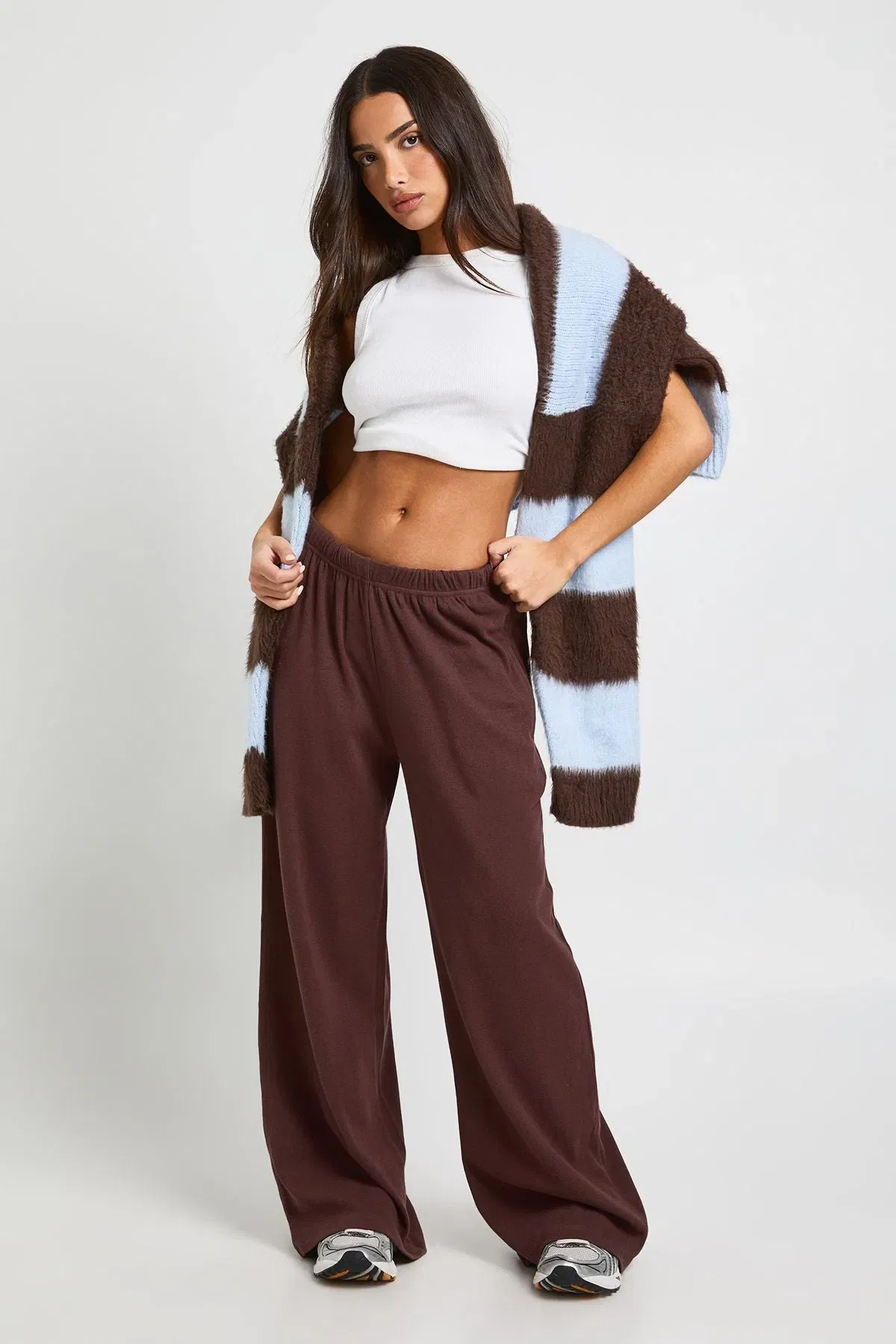 Petite Rib Wide Leg Trouser