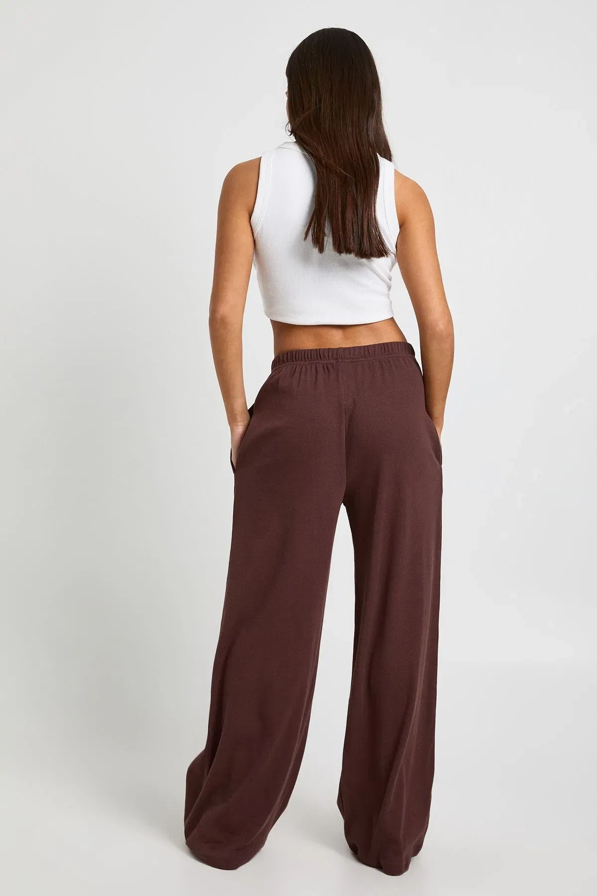 Petite Rib Wide Leg Trouser
