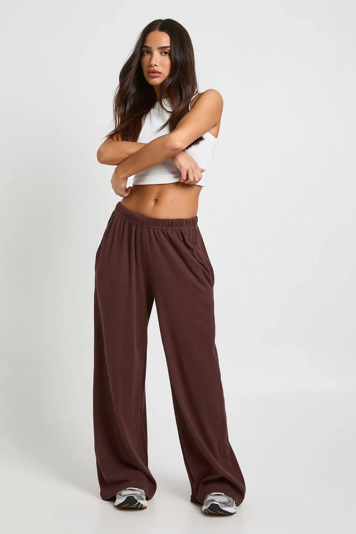 Petite Rib Wide Leg Trouser