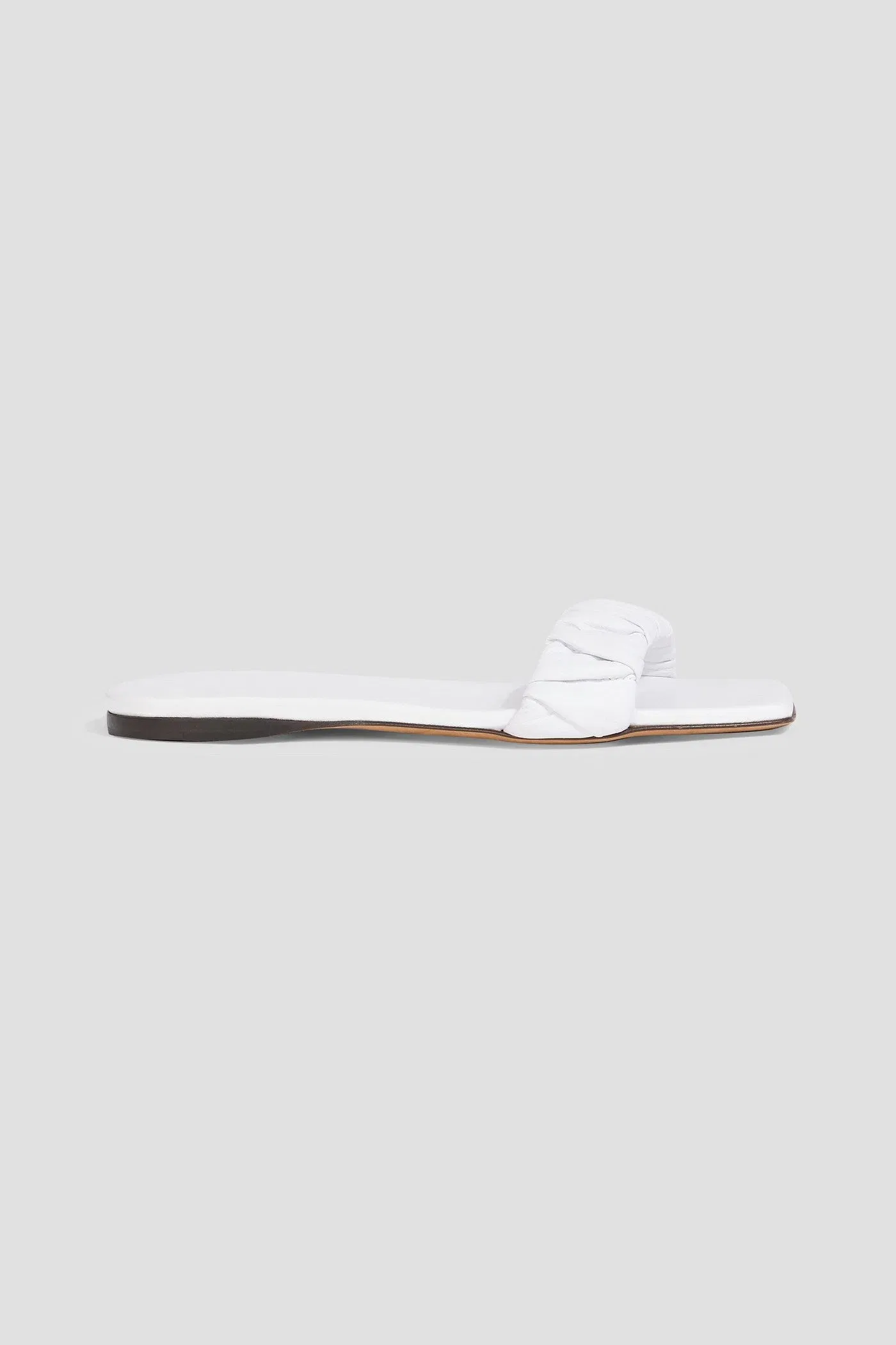Tibi Jordan Ruched Leather Sandals White Women's