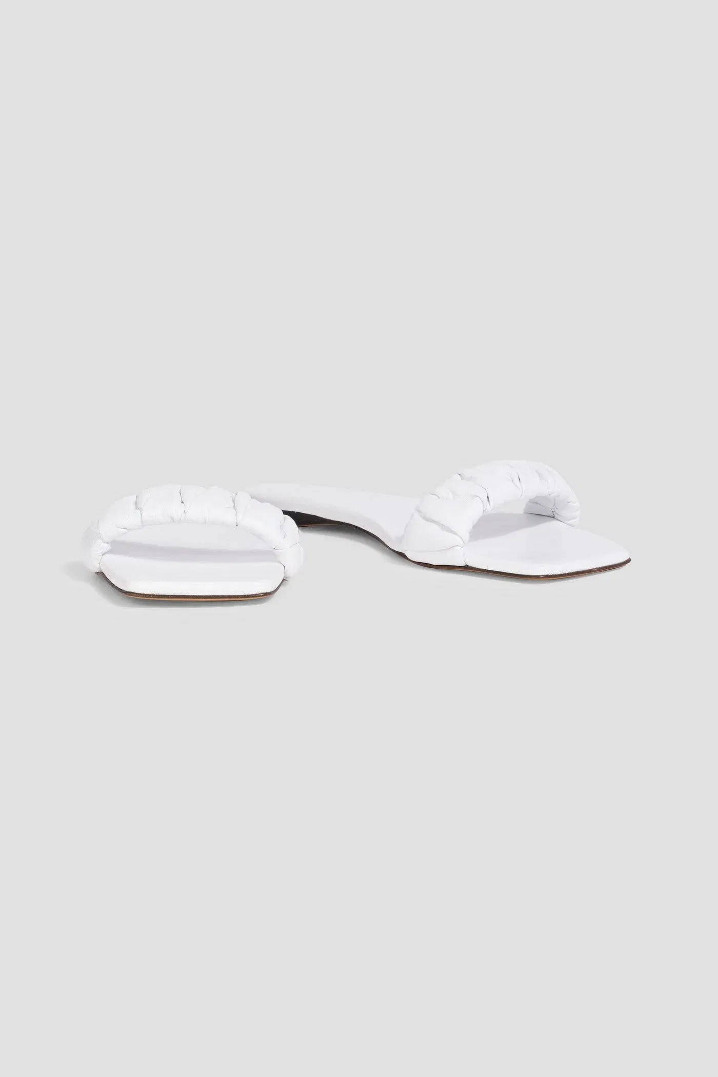 Tibi Jordan Ruched Leather Sandals White Women's