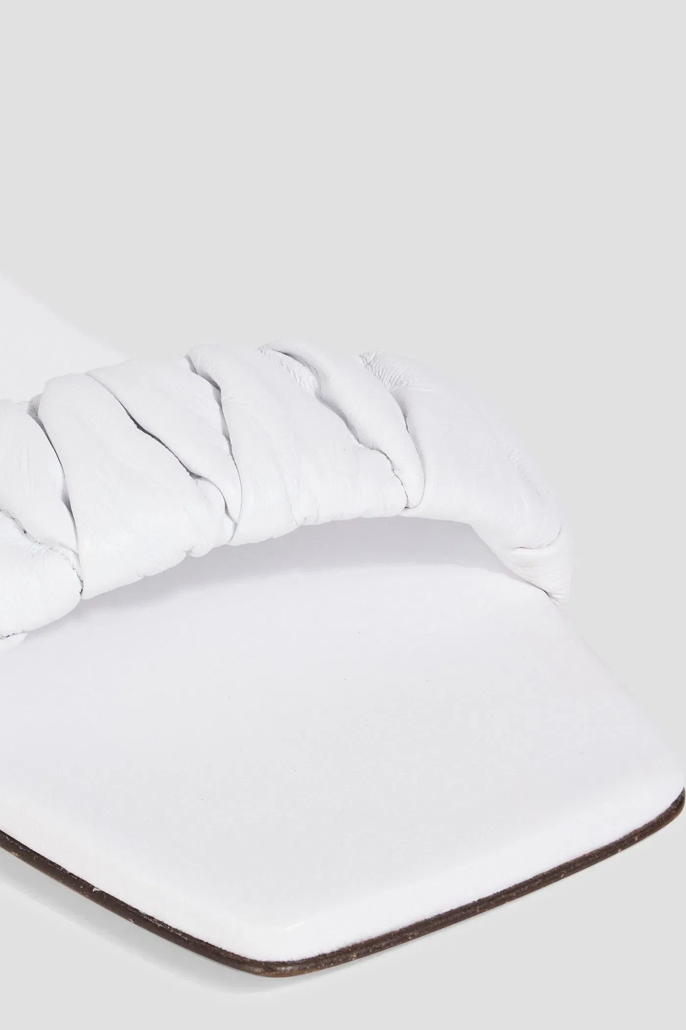 Tibi Jordan Ruched Leather Sandals White Women's