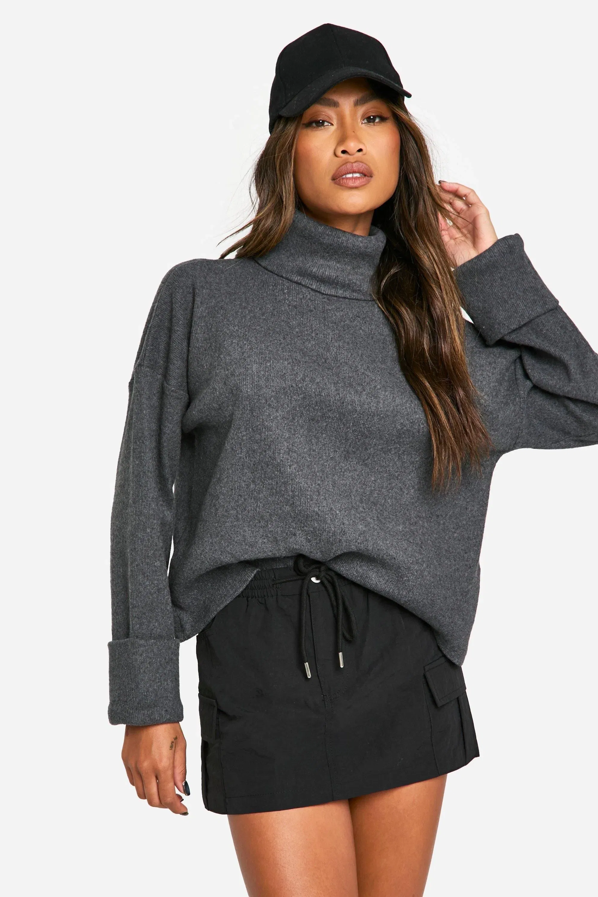 Brushed Rib Oversized Wide Sleeve Top