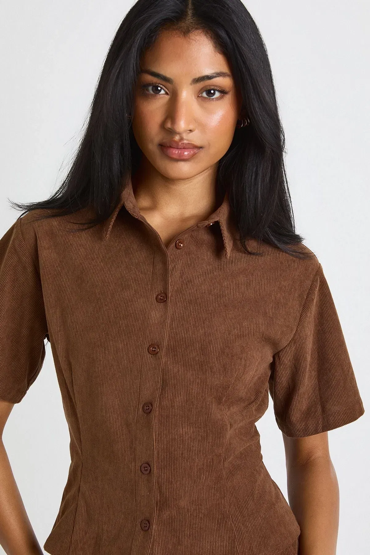 Cord Short Sleeve Fitted Shirt